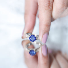 Certified 2.7 Carat Lab Grown Blue Sapphire Solitaire Engagement Ring with Diamond