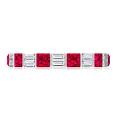 Princess Cut Lab Created Ruby And Moissanite Full Eternity Ring