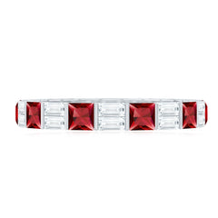Princess Cut Lab Created Ruby And Moissanite Full Eternity Ring