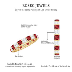Princess Cut Lab Created Ruby And Moissanite Full Eternity Ring