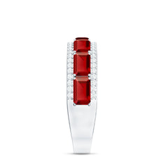 Emerald Cut Created Ruby and Diamond Half Eternity Band