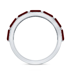 Emerald Cut Created Ruby and Diamond Half Eternity Band