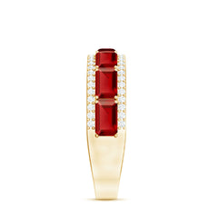 Emerald Cut Created Ruby and Diamond Half Eternity Band