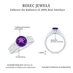 1.25 CT Amethyst Celtic Solitaire Band with Diamond