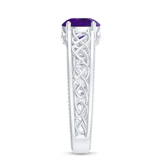 1.25 CT Amethyst Celtic Solitaire Band with Diamond