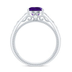 1.25 CT Amethyst Celtic Solitaire Band with Diamond