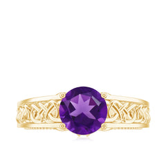 1.25 CT Amethyst Celtic Solitaire Band with Diamond