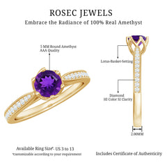 3/4 CT Amethyst and Diamond Accent Engagement Ring