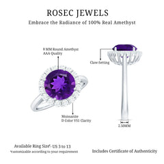 2.25 CT Amethyst Engagement Ring with Moissanite Halo