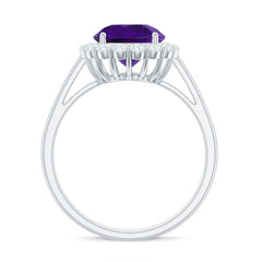 2.25 CT Amethyst Engagement Ring with Moissanite Halo