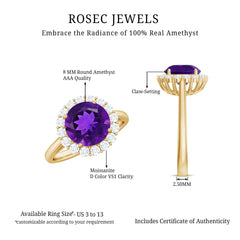 2.25 CT Amethyst Engagement Ring with Moissanite Halo