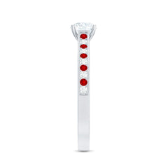 Certified Lab Grown Diamond Engagement Ring With Lab Grown Ruby