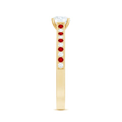 Certified Lab Grown Diamond Engagement Ring With Lab Grown Ruby