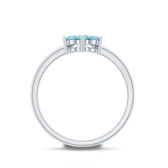 Real Aquamarine Flower Cluster Ring for Women