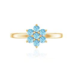 Real Aquamarine Flower Cluster Ring for Women
