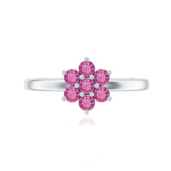 Real Pink Tourmaline Flower Cluster Ring