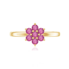 Real Pink Tourmaline Flower Cluster Ring