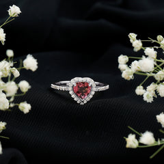 Heart Shape Pink Tourmaline Engagement Ring with Diamond Halo