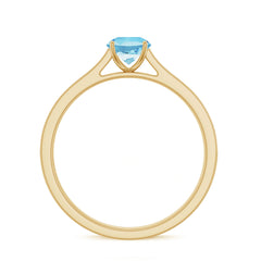 Certified Real Aquamarine Solitaire Ring with Diamond Side Stones