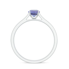 Natural Tanzanite Solitaire Engagement Ring with Diamond
