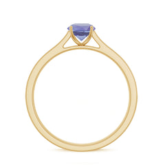 Natural Tanzanite Solitaire Engagement Ring with Diamond