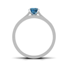 5mm London Blue Topaz Classic Engagement Ring with Diamond Wedding band