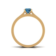 5mm London Blue Topaz Classic Engagement Ring with Diamond Wedding band