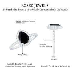 Minimal Created Black Diamond Engagement Ring with Diamond Accent