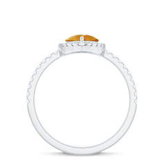 Natural 6X8mm Pear Shape Citrine Engagement Ring with Diamond Halo