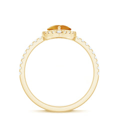 Natural 6X8mm Pear Shape Citrine Engagement Ring with Diamond Halo