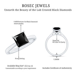 1.25 CT Lab Created Black Diamond Solitaire Ring with Diamond