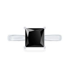 1.25 CT Lab Created Black Diamond Solitaire Ring with Diamond
