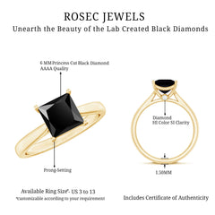 1.25 CT Lab Created Black Diamond Solitaire Ring with Diamond