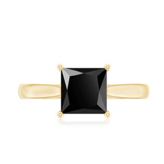 1.25 CT Lab Created Black Diamond Solitaire Ring with Diamond