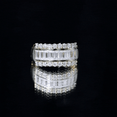 Certified Moissanite Wide Wedding Band Ring