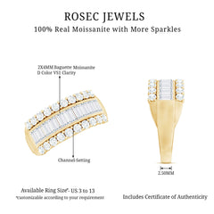 Certified Moissanite Wide Wedding Band Ring