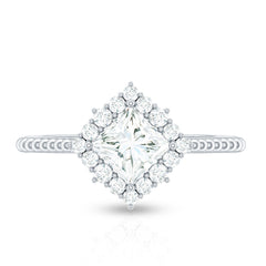5 mm Princess Cut Moissanite Vintage Inspired Ring