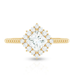 5 mm Princess Cut Moissanite Vintage Inspired Ring