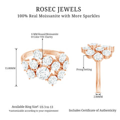 Round Cut Moissanite Statement Ring for Women