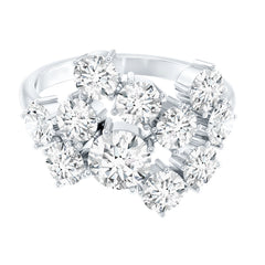 Certified Moissanite Cluster Statement Ring in Silver