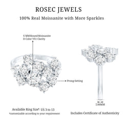 Round Cut Moissanite Statement Ring for Women