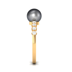 Designer Tahitian Pearl Solitaire Engagement Ring with Diamond