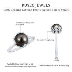Handpicked Genuine Black Tahitian Pearl Engagement Ring