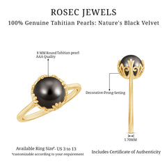Handpicked Genuine Black Tahitian Pearl Engagement Ring