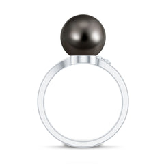 7.75 CT Designer Tahitian Pearl Solitaire Ring with Diamond