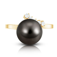 7.75 CT Designer Tahitian Pearl Solitaire Ring with Diamond