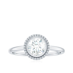 6mm Round Moissanite Solitaire Engagement Ring in Bezel Setting