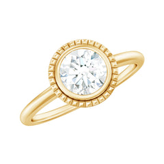 6mm Round Moissanite Solitaire Engagement Ring in Bezel Setting