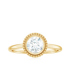 6mm Round Moissanite Solitaire Engagement Ring in Bezel Setting