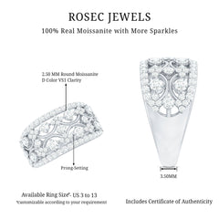 Certified Moissanite Vintage Wedding Band Ring